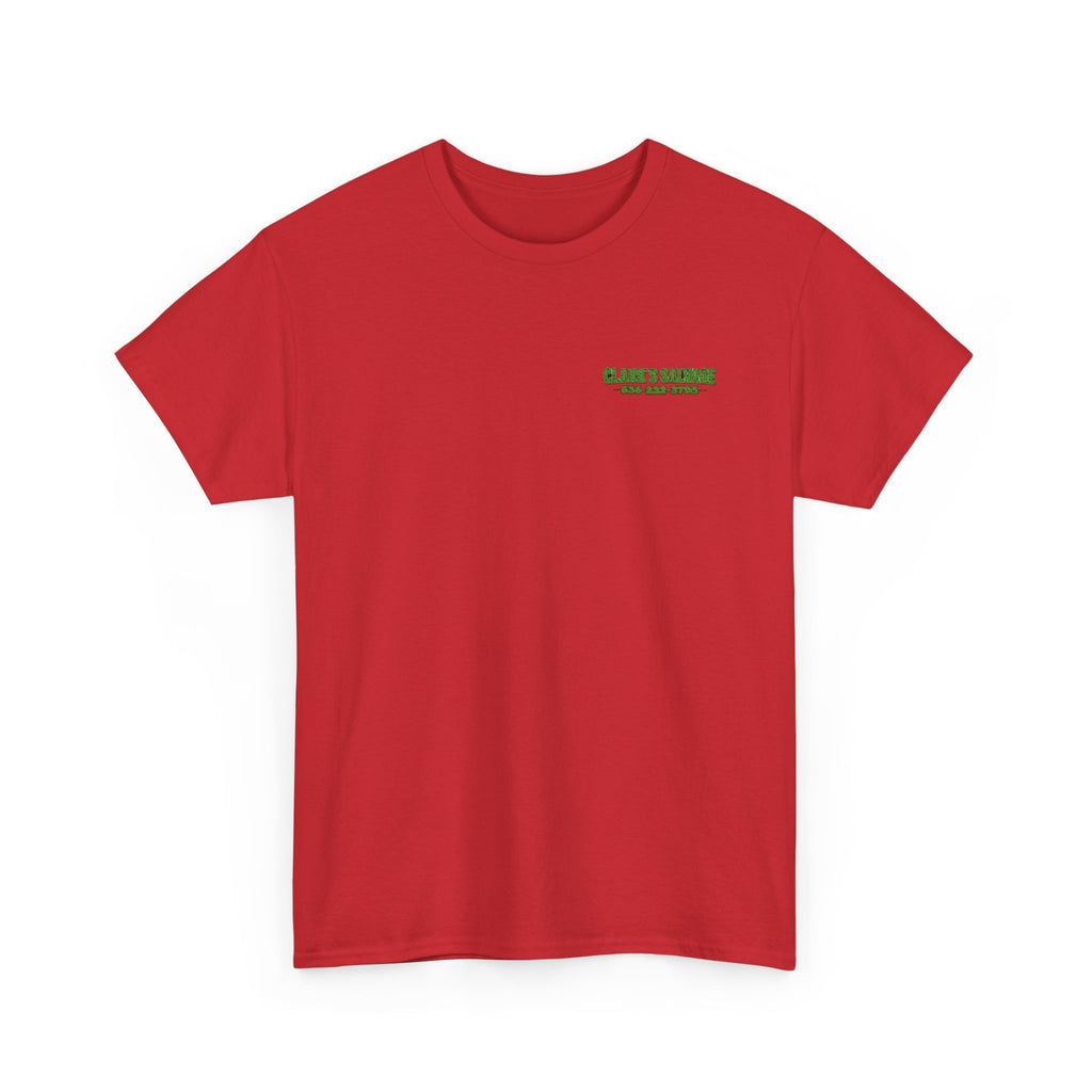 Clarks Salvage T-Shirt — "I Get All Me Parts at Clark's Salvage" Retro Pickup Truck Design