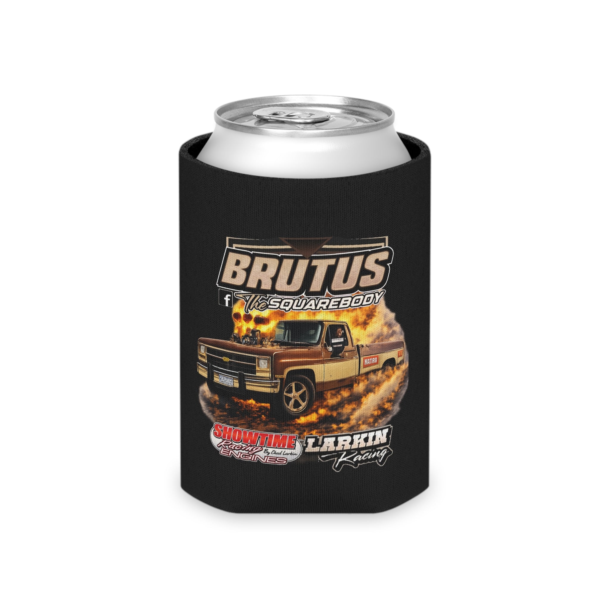 Can Cooler — "Brutus / Chaos the Squarebody" Classic Truck Racing Koozie