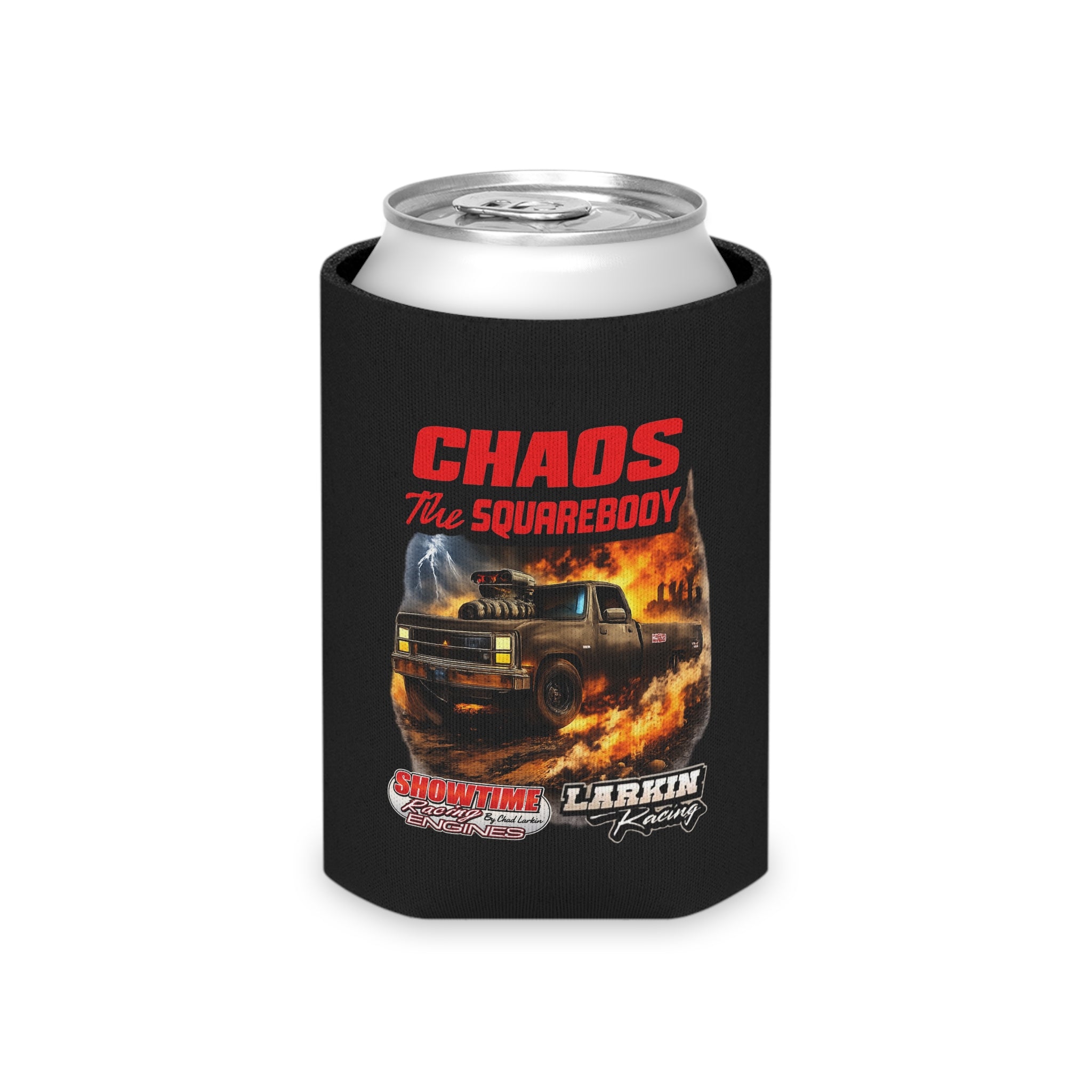 Can Cooler — "Brutus / Chaos the Squarebody" Classic Truck Racing Koozie