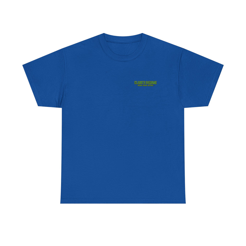 Clarks Salvage T-Shirt — "I Get All Me Parts at Clark's Salvage" Retro Pickup Truck Design
