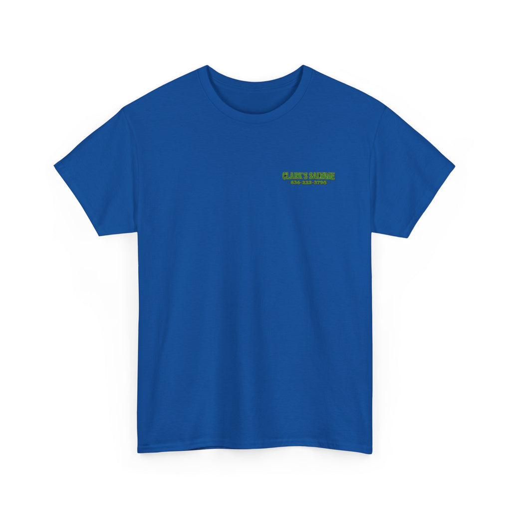 Clarks Salvage T-Shirt — "I Get All Me Parts at Clark's Salvage" Retro Pickup Truck Design
