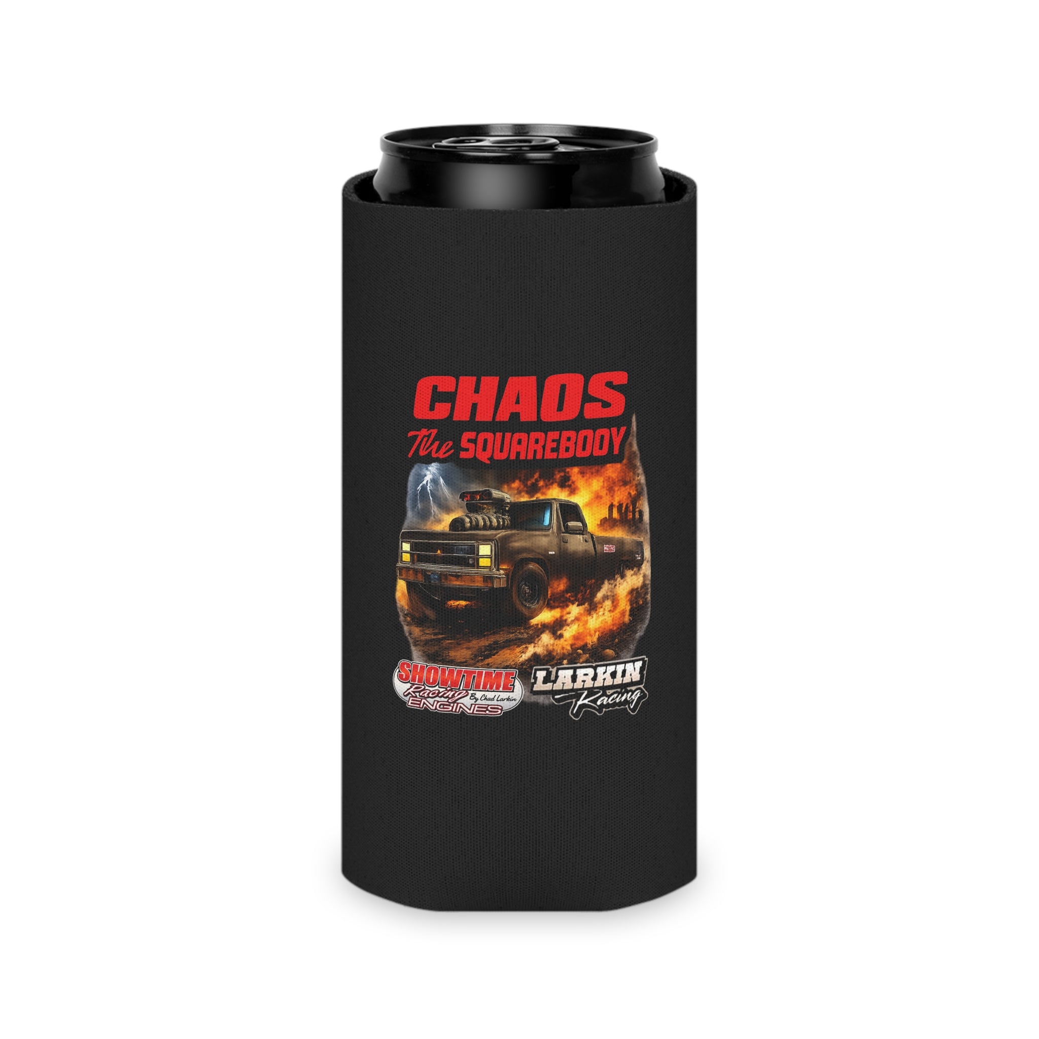 Can Cooler — "Brutus / Chaos the Squarebody" Classic Truck Racing Koozie