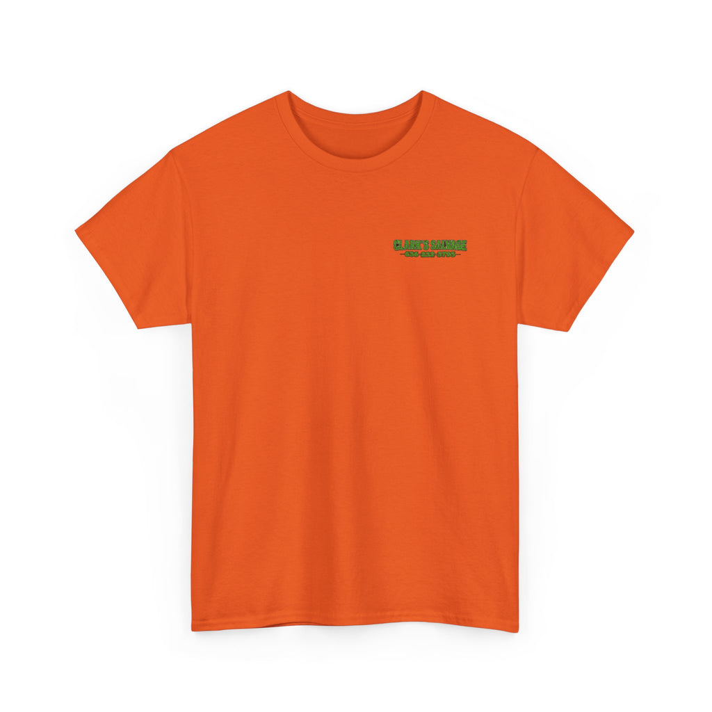 Clarks Salvage T-Shirt — "I Get All Me Parts at Clark's Salvage" Retro Pickup Truck Design