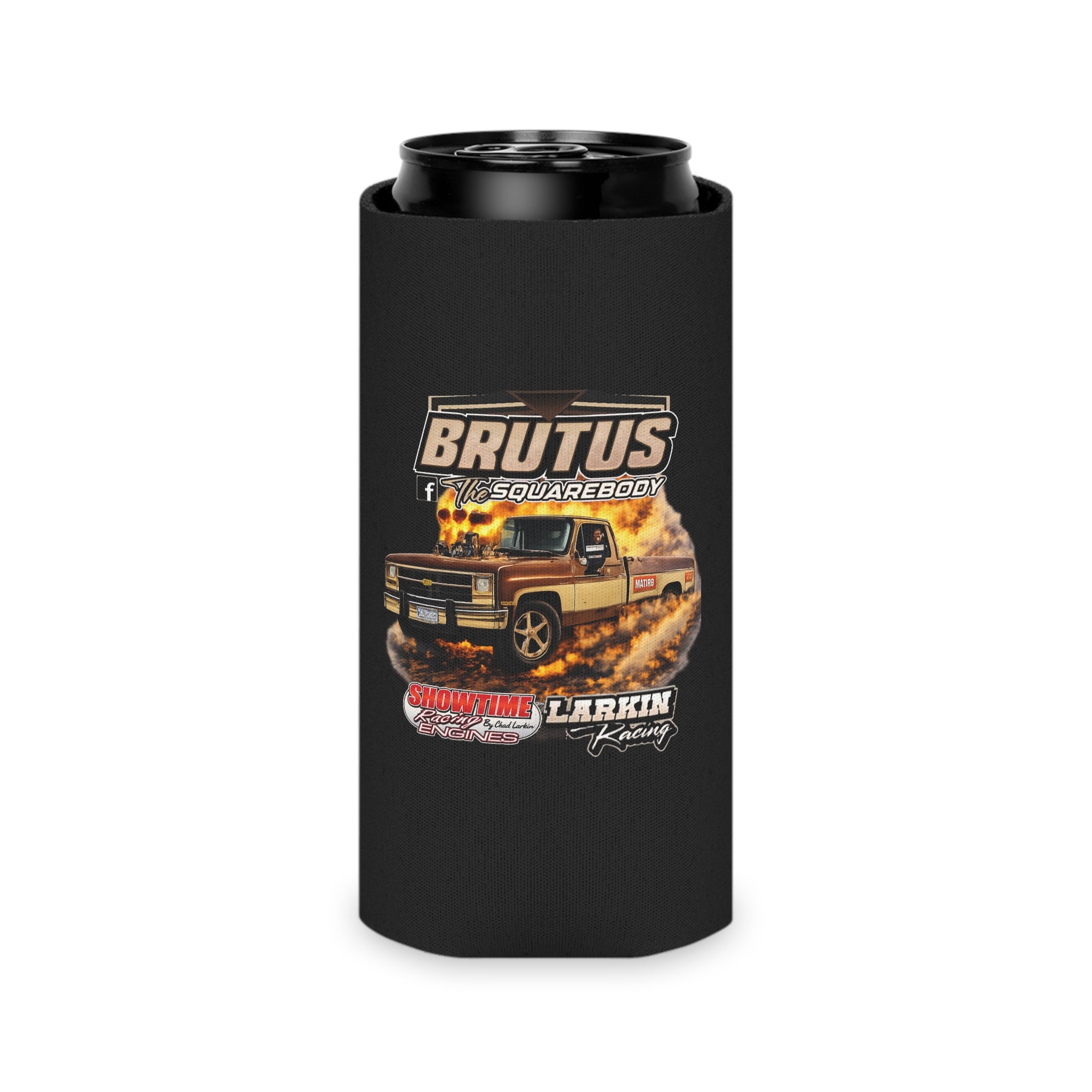 Can Cooler — "Brutus / Chaos the Squarebody" Classic Truck Racing Koozie