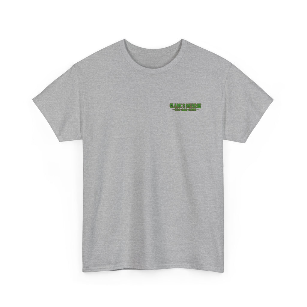 Clarks Salvage T-Shirt — "I Get All Me Parts at Clark's Salvage" Retro Pickup Truck Design