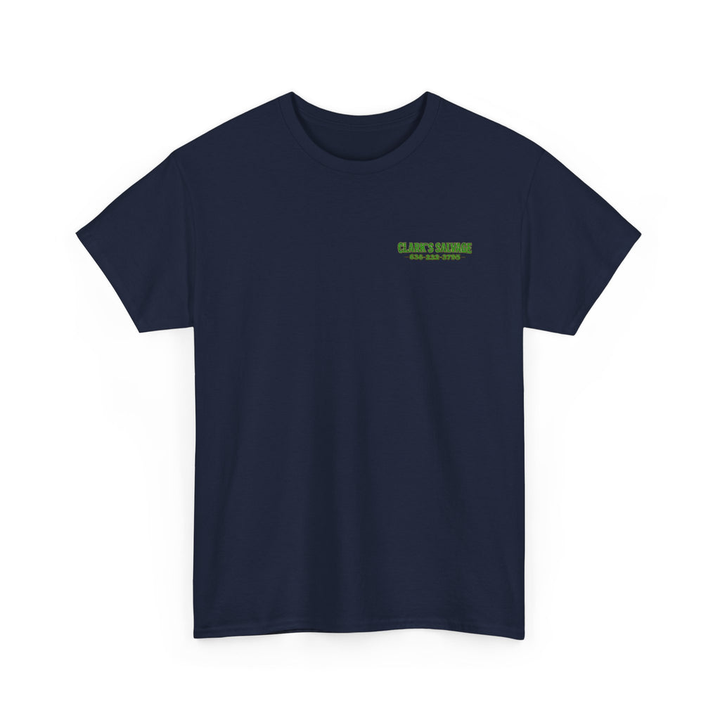 Clarks Salvage T-Shirt — "I Get All Me Parts at Clark's Salvage" Retro Pickup Truck Design