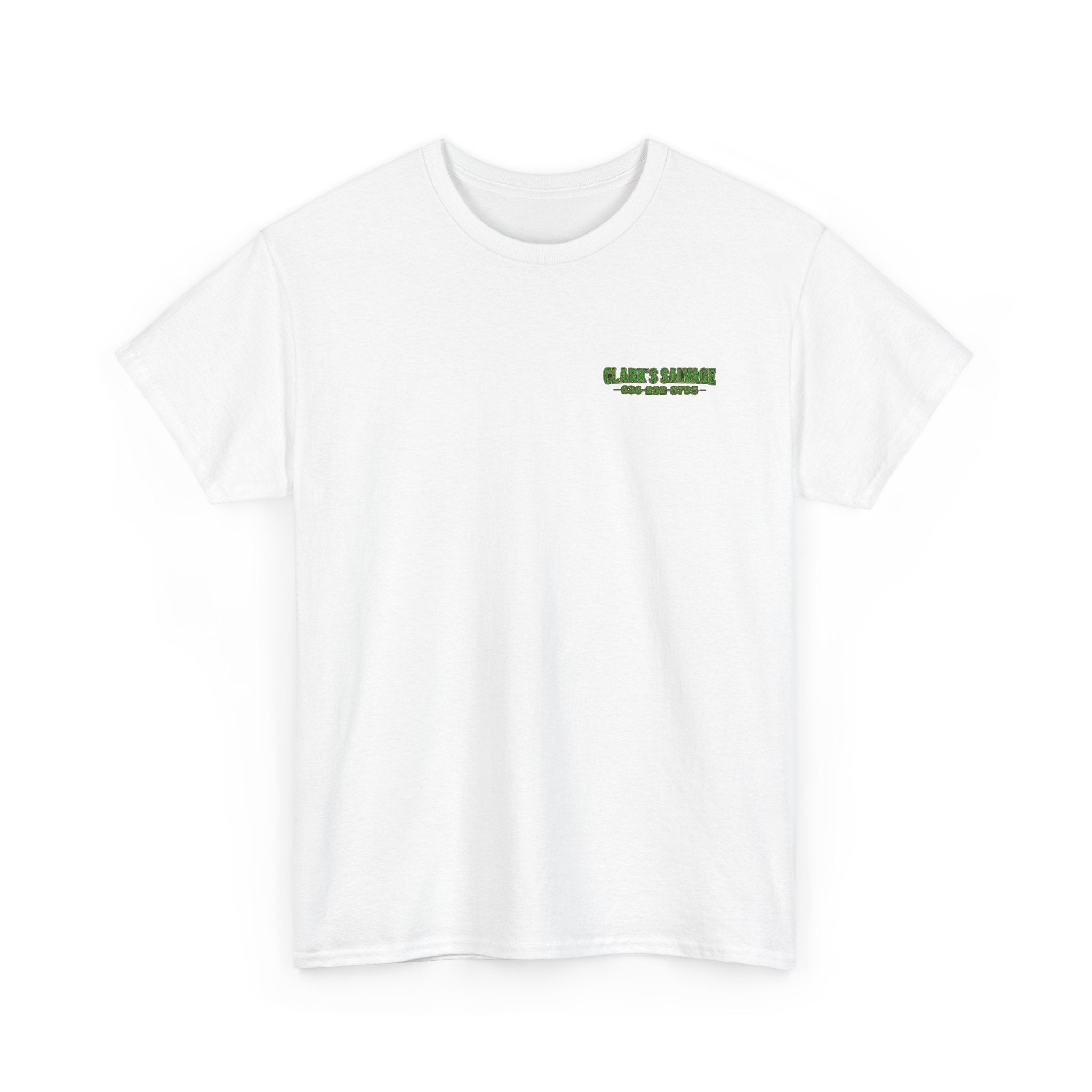 Clarks Salvage T-Shirt — "I Get All Me Parts at Clark's Salvage" Retro Pickup Truck Design