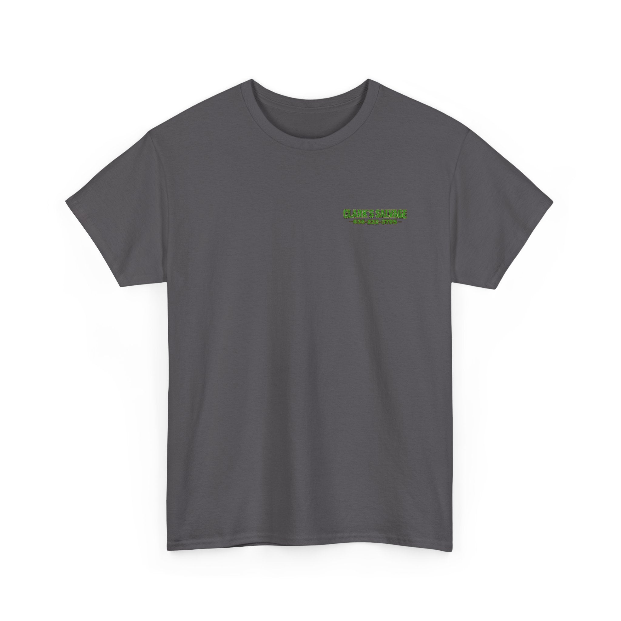 Clarks Salvage T-Shirt — "I Get All Me Parts at Clark's Salvage" Retro Pickup Truck Design