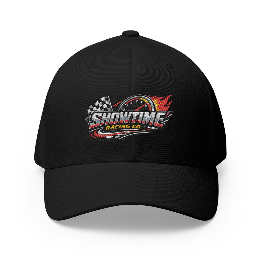Racing Logo Embroidered Cap – "Showtime Racing Co." Flame & Checkered Flag Hat